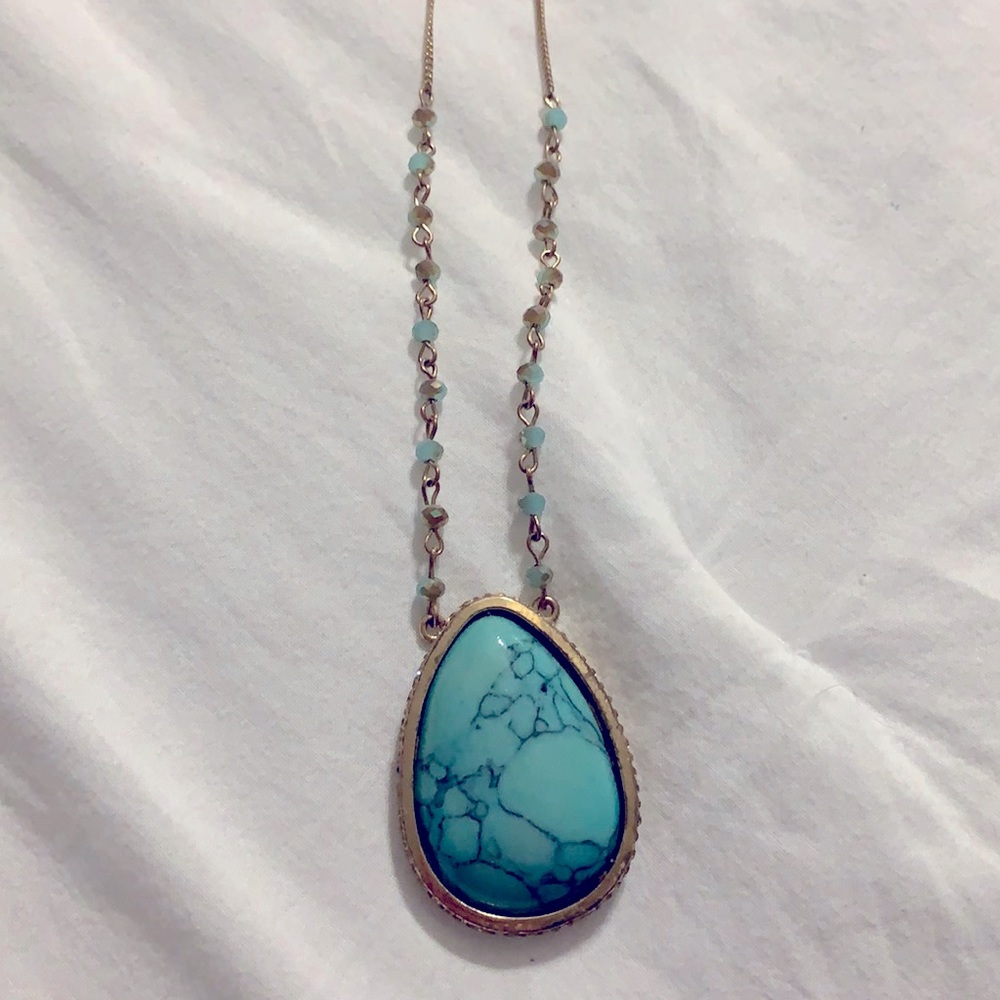 Turquoise pendant drop necklace